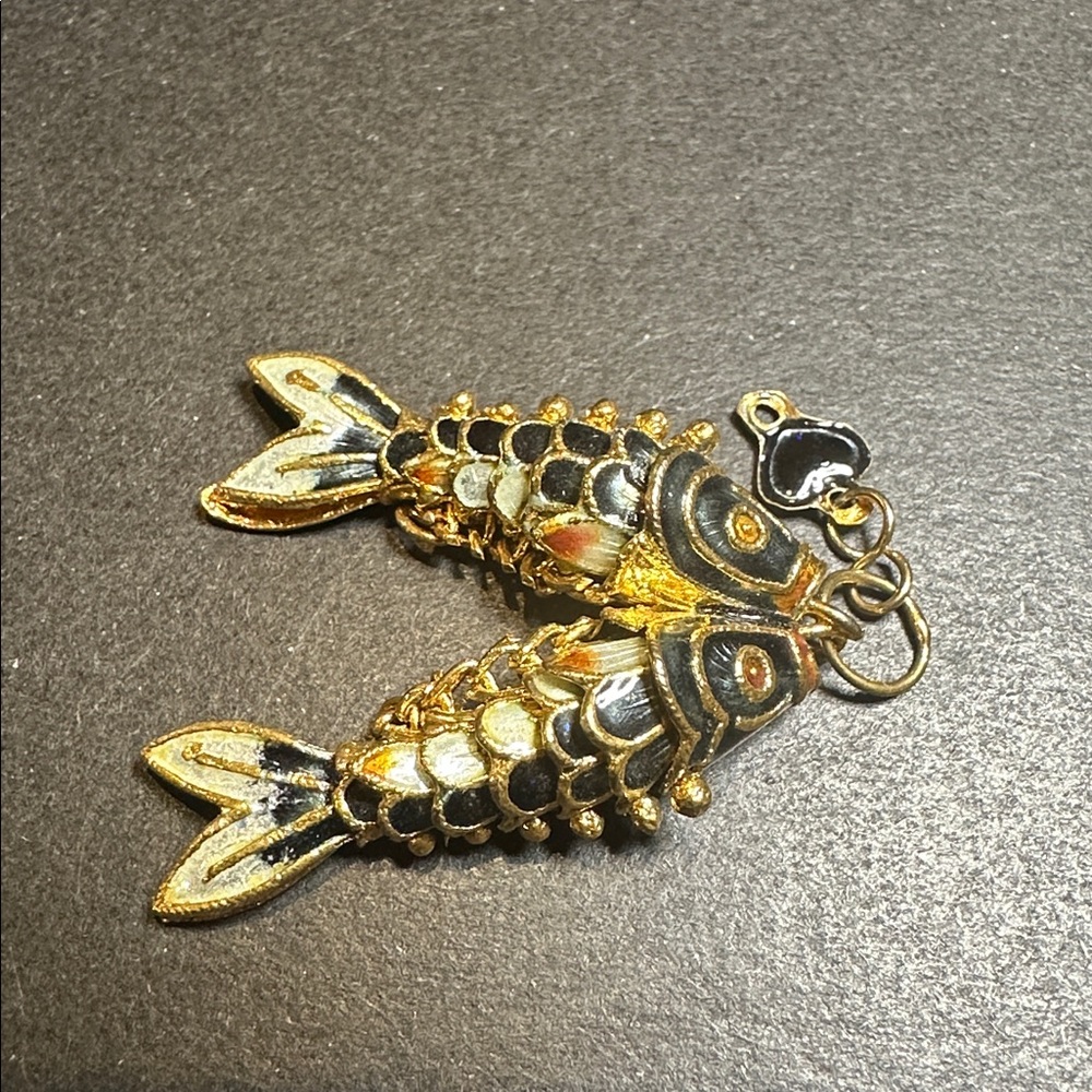 RARE Vintage Cloisonné Double Fish